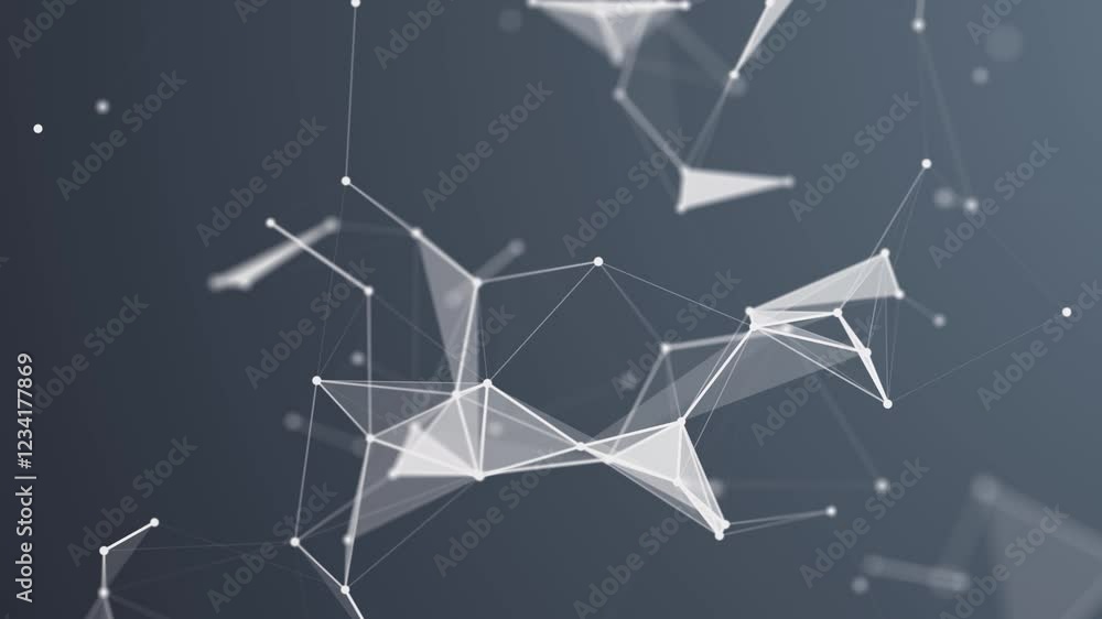 Aufkleber Abstract digital connection moving dots and lines. Technology background. Network connection structure. Plexus effect. 3d Seamless loop. 4K