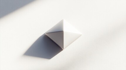Fototapeta premium White geometric pyramid, shadow, light, minimal, background, design, texture, abstract, mockup