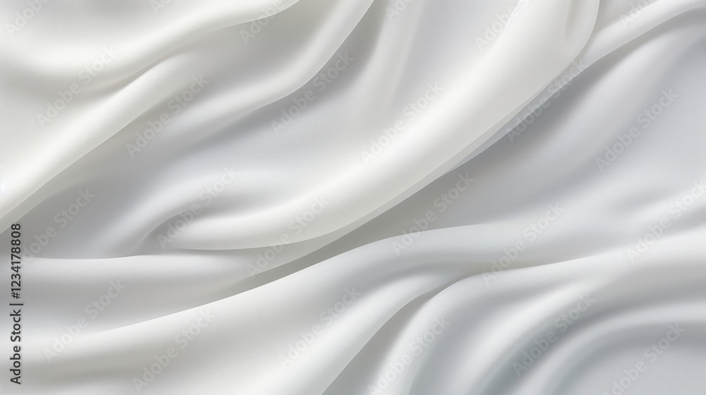 Poster close-up view of soft, flowing white and beige fabric with subtle grey hues, ideal for elegant backg