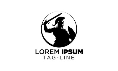 Strong and Brave Spartan Warrior Logo – Helmet, Sword, and Shield Circular Emblem | Ancient Greek Warrior, Gladiator, Battle Shield, Military Badge, Tactical Gaming Logo, and Warrior Brand Design