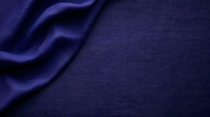 Fototapeta premium Dark Blue Fabric Drape on Textured Background