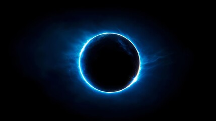 Obraz premium Dark Blue Glowing Circle Abstract Background