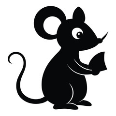 Adorable enlivened mouse nibbling a little piece of cheese