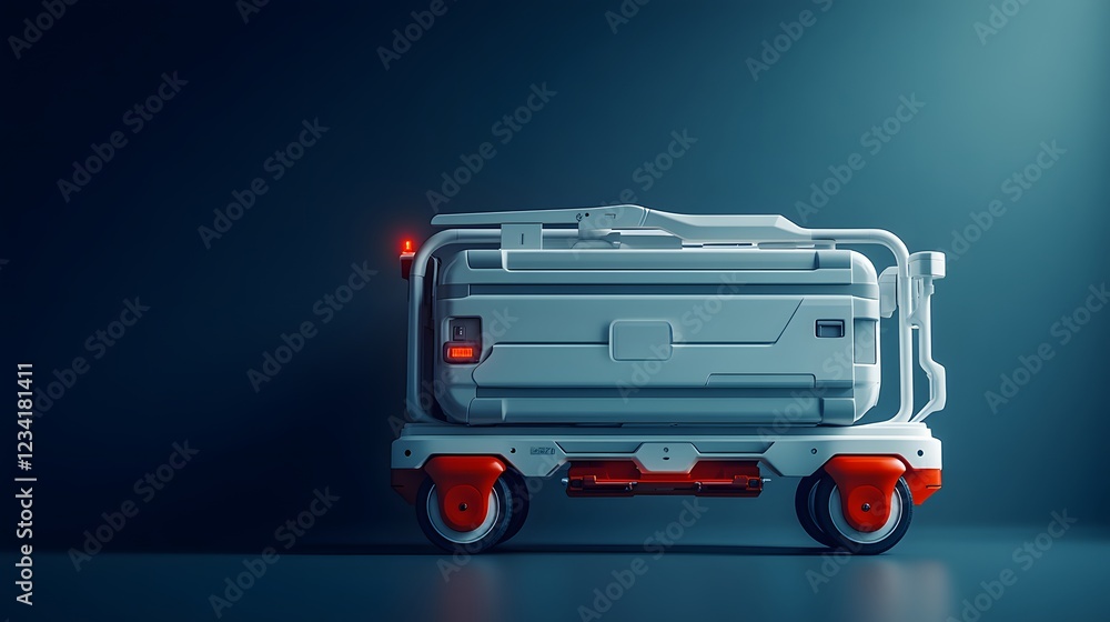 Aufkleber sleek defibrillator trolley isolated on a minimalist background used for quick access in emergency c