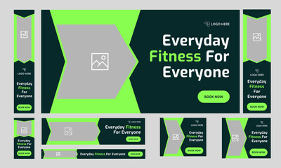 Best body fitness web set banner design for social media post, everyday workout plan web bundle banner design, fully editable vector eps 10 file format