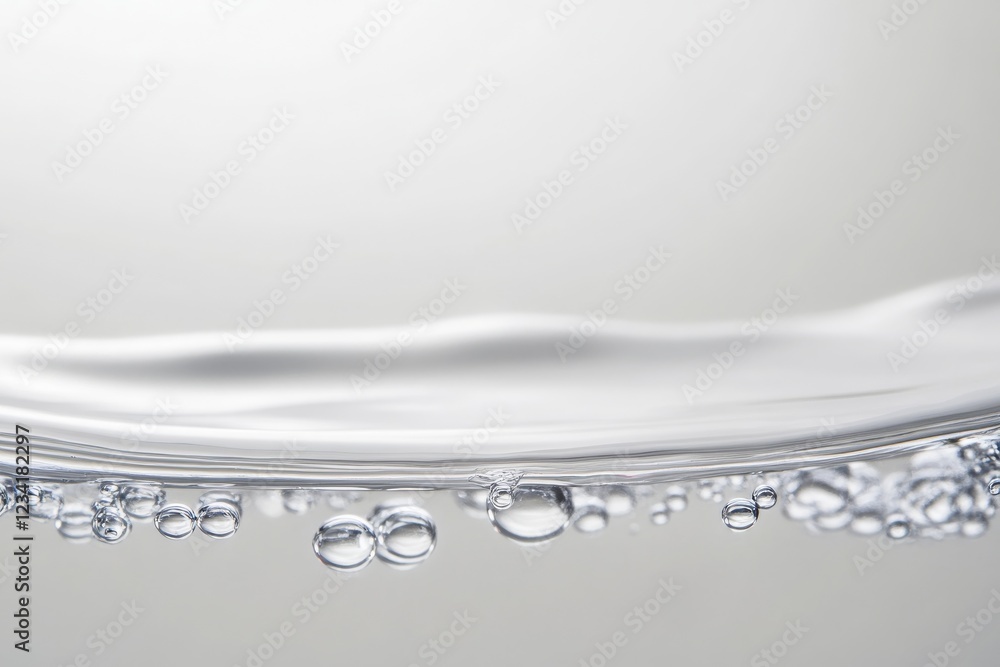 Poster clear water surface with bubbles and gentle waves captured in soft light for serene and refreshing v