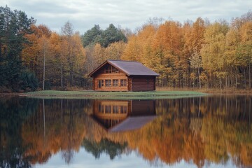 Fototapeta premium Small Cabin by Lake