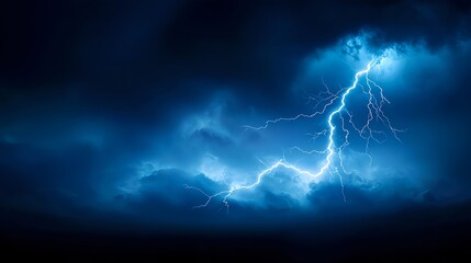 Dark Blue Night Sky Dramatic Lightning Storm