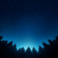 Fototapeta premium Dark Blue Night Sky Over Silhouetted Trees