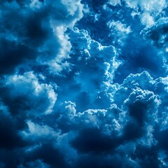 Fototapeta premium Dark Blue Night Sky with Dramatic Cloud Formations