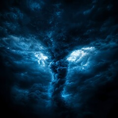 Dark Blue Night Storm Clouds Vortex