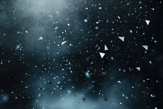 Abstract dark background with metallic triangular fragments.