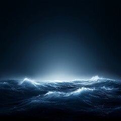 Fototapeta premium Dark Blue Ocean Waves at Night