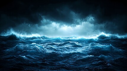 Obraz premium Dark Blue Ocean Waves at Night