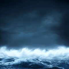 Obraz premium Dark Blue Ocean Waves at Night