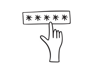 Fototapeta premium Password with hand doodle isolates sign. Hand Drawn outline doodle Security, user authorization, safety access concept.