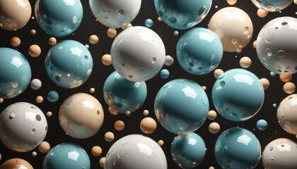 Abstract floating 3D spheres, soft lighting, photorealistic texture, modern aesthetic