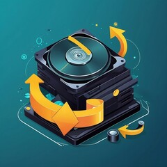 Data Recovery – A database with a refresh or undo arrow.