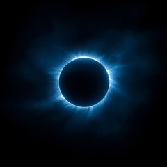 Obraz premium Dark Blue Solar Eclipse with Bright Corona in Space