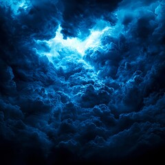 Fototapeta premium Dark Blue Storm Clouds Illuminated From