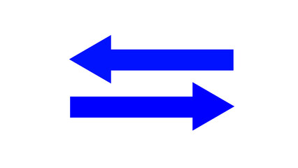 Swipe left and right blue arrow on a white background. Left-right arrow loading seamless loop into alfa channel
