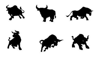 Spanish Bull Silhouettes in Black and White: Traditional, Elegant, and Artistic Designs for Bullfighting, Spanish Culture, and Bull Statue Lovers