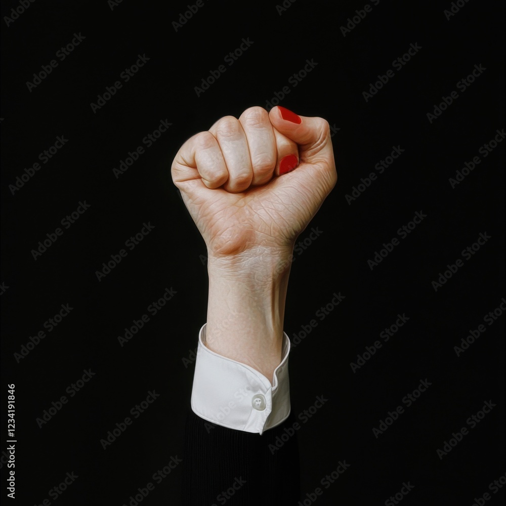 Poster empowering gesture of resistance global context image representation minimalist environment close-up