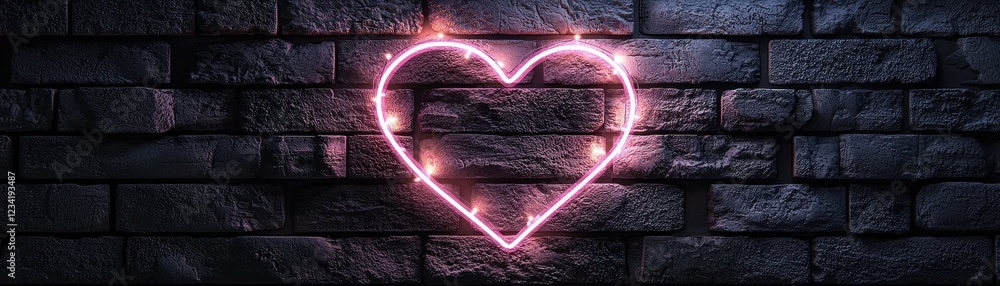 Aufkleber radiant neon heart on shadowy background with projecting glow for modern artistic concepts and desig