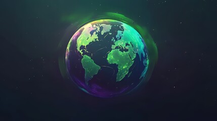 Fototapeta premium A vibrant, colorful depiction of Earth against a dark cosmic background.