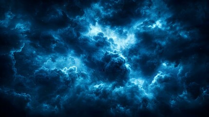 Dark Blue Stormy Cloudscape at Night