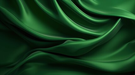 Obraz premium Elegant Green Satin Fabric with Soft Folds and a Shiny Surface Emphasizing Textures and Flow for Stylish Backgrounds or Designs