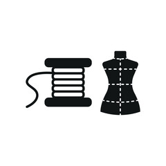 Mannequin and needle and thread set tailor and fashion icon with a sleek and minimalistic design, perfect for fashion designers, clothing brands, and sewing projects.