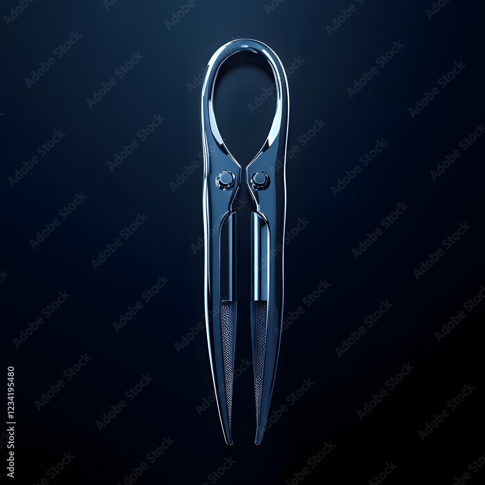 Poster sleek surgical retractor isolated on a minimalist background with its metallic arms gleaming under s