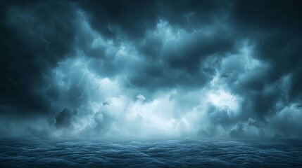 Obraz premium Dark Blue Stormy Ocean Night