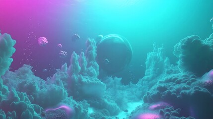 Fototapeta premium Ethereal Underwater Dreamscape: Neon-Lit Coral Reef