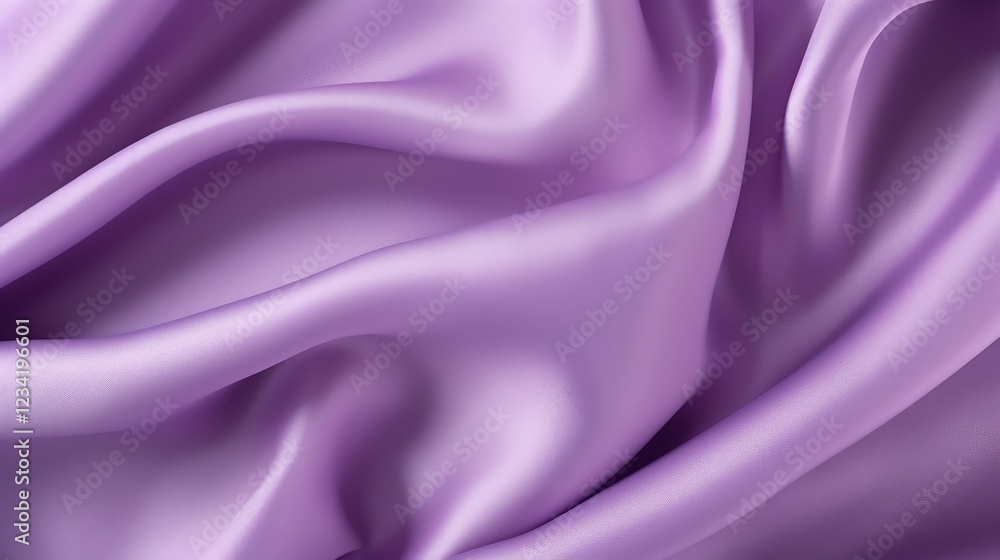 Poster close up textured fabric background of natural violet satin with soft drapery and elegant flowing pa