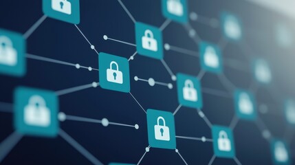 Fototapeta premium Secure Network Connection with Lock Symbols Displayed
