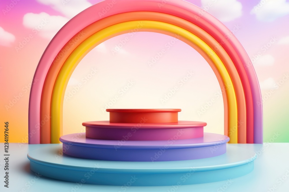 Poster rainbow 3d background architecture spectrum yellow.