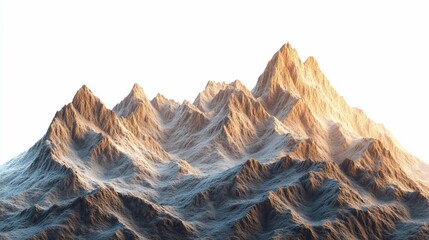 Golden sunrise illuminates snowy mountain range, clear sky background; ideal for travel, adventure posters