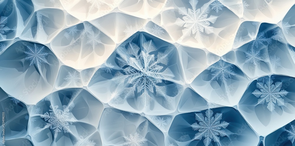 Poster intricate ice crystals embedded in a frozen cellular structure