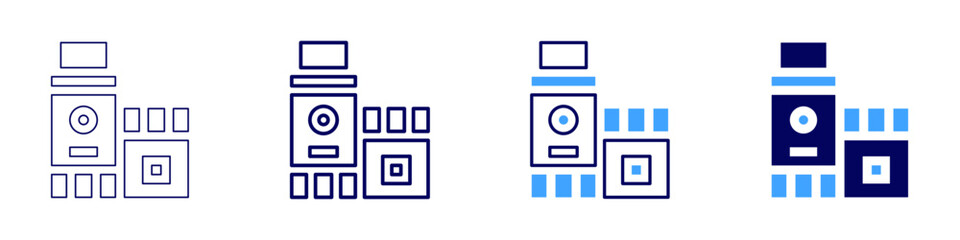 Glue stick icon in 4 different styles. Thin Line, Line, Bold, and Bold Line. Duotone style. Editable stroke