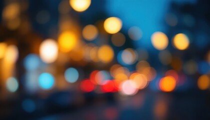Fototapeta premium Abstract city night lights with blurred colorful bokeh effect