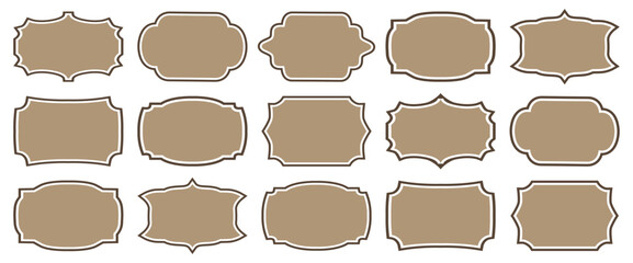 Blank Vector Label Shapes Vector. Set of Islamic frames shapes badges. Elegant luxury frame design. Vector illustration. 
