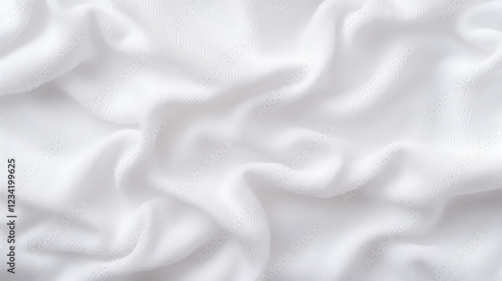 Poster Soft and Smooth Clean White Towel Texture for Background or Design in High Resolution with Nice Draping and Subtle Pattern