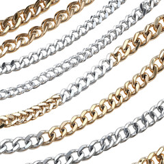 Obraz premium Elegant Layered Silver and Gold Chains Isolated on Transparent or blank Background, PNG