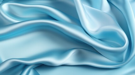 Fototapeta premium Elegant Light Blue Silk Sateen Fabric with Smooth Texture and Luxurious Finish Ideal for Fashion, Draping, and Home Decor Projects