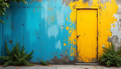 Summer grunge background with blue and yellow
