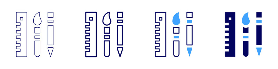 Stationery ruler icon in 4 different styles. Thin Line, Line, Bold, and Bold Line. Duotone style. Editable stroke