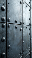 Fototapeta premium Industrial Metal Texture Dark Steel Panels Rivets Background