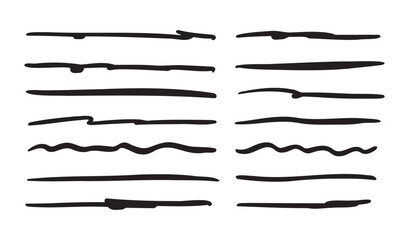 Doodle highlighting elements. Hand drawn lines, drawing line sketch style